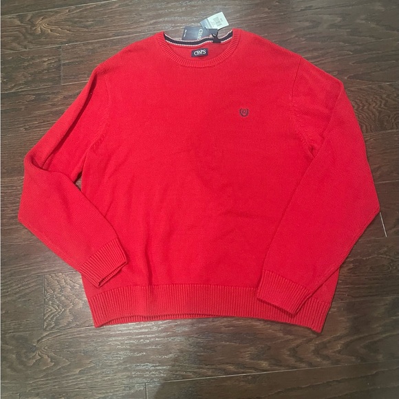 Chaps Knit Pullover Sweater Long Sleeve Red Men Size 3XB Cotton Logo NEW Holiday - Picture 1 of 9